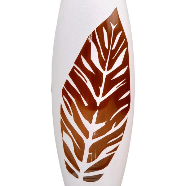 White Painted Art Glass Oval Vase for Flowers | Interior Design | Home Decor | Table vase 10 inch